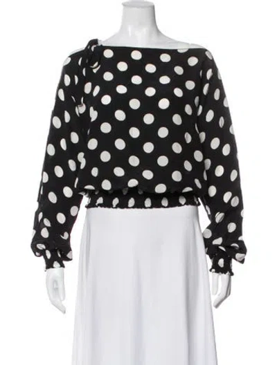 Pre-owned Dolce & Gabbana Polka Dot Print Off-the-shoulder Blouse In Black