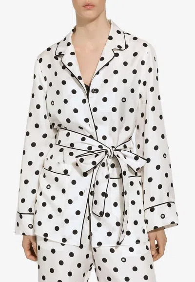 DOLCE & GABBANA POLKA DOT PRINT PAJAMA SILK SHIRT