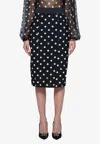 Dolce & Gabbana Capri Polka-dot Charmeuse Pencil Skirt In Black