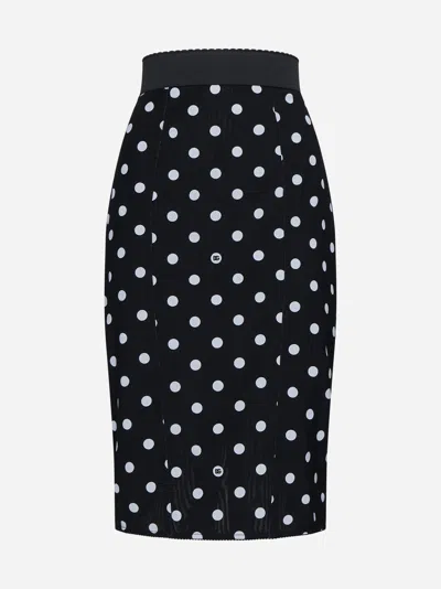 DOLCE & GABBANA POLKA DOT PRINT PENCIL SKIRT