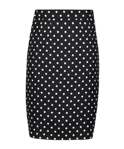 DOLCE & GABBANA DOLCE  GABBANA POLKA DOT PRINTED PENCIL SKIRT