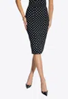 Dolce & Gabbana Logo Polka-dot Print Marquisette Midi Pencil Skirt In Black