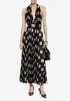 Dolce & Gabbana Pleated Chiffon Calf-length Dress With Polka-dot Print In Black