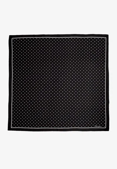 Dolce & Gabbana Polka Dot Print Scarf In Silk In Black