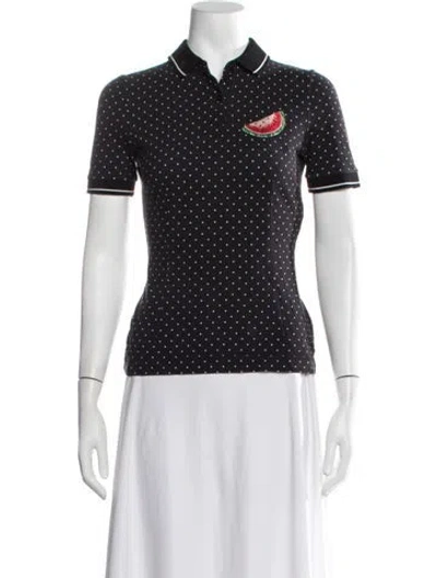 Pre-owned Dolce & Gabbana Polka Dot Print Short Sleeve Polo In Black