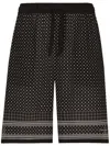 Dolce & Gabbana Tie-print Silk Jogging Shorts In Black