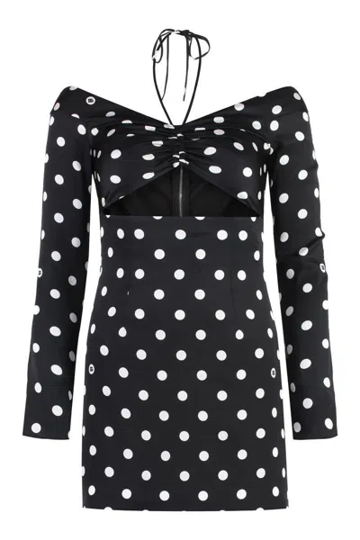 Dolce & Gabbana Polka-dot Print Silk Mini Dress In Black