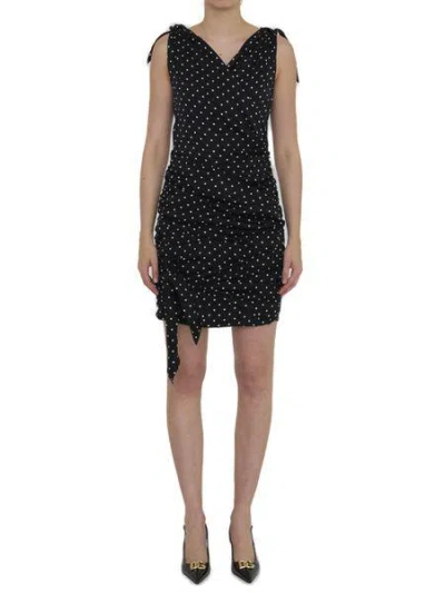 Dolce & Gabbana Polka-dot Print Silk Mini Dress In Multi