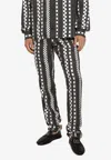 Dolce & Gabbana Polka Dot Print Silk Pajama Pants In Black