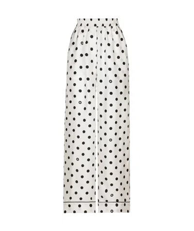 DOLCE & GABBANA POLKA DOT-PRINT SILK PAJAMA TROUSERS