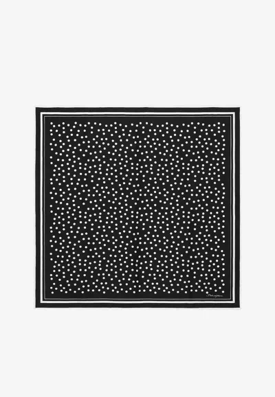 Dolce & Gabbana Polka-dot Print Silk Scarf In Monochrome