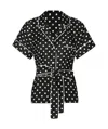Dolce & Gabbana Short-sleeved Silk Pajama Shirt With Polka-dot Print In Black