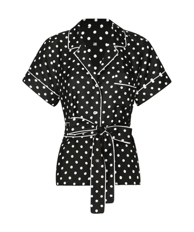 DOLCE & GABBANA DOLCE  GABBANA POLKA-DOT PRINTED SHORT-SLEEVED PAJAMA SHIRT