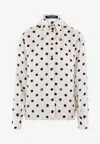 Dolce & Gabbana Polka Dot Silk Shirt With Elegant Button Closure And Stylish Tie Detail In White