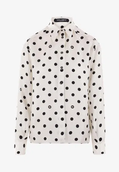 DOLCE & GABBANA POLKA DOT PRINT SILK SHIRT