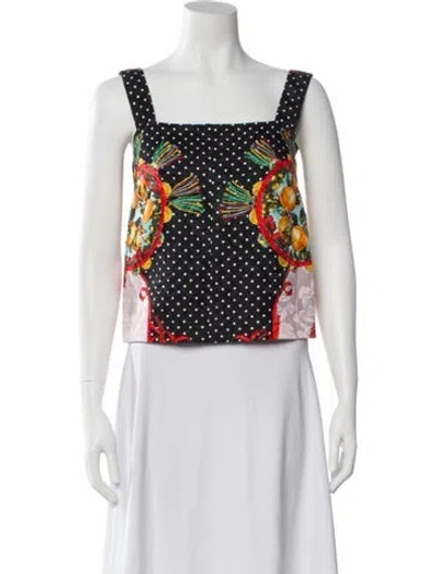 Pre-owned Dolce & Gabbana Polka Dot Print Square Neckline Crop Top In Multi