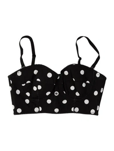 Pre-owned Dolce & Gabbana Polka Dot Print Square Neckline Sports Bra In Black