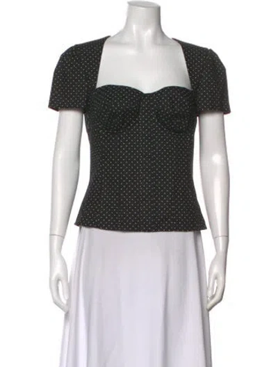 Pre-owned Dolce & Gabbana Polka Dot Print Square Neckline Top In Black
