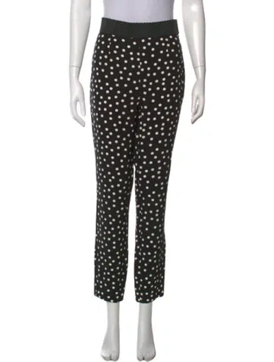 Pre-owned Dolce & Gabbana Polka Dot Print Straight Leg Pants In Black