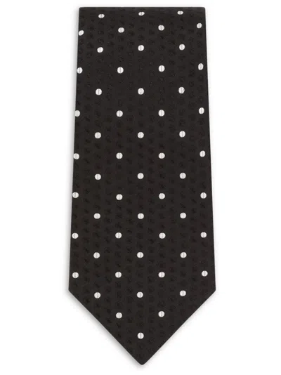 Dolce & Gabbana Micro Polka-dot Silk Jacquard Tie In Multicolor