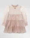 Dolce & Gabbana Abito In Tulle Stampa Pois In Pink
