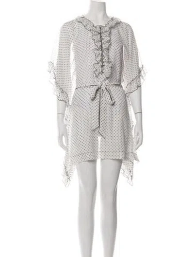 Pre-owned Dolce & Gabbana Polka Dot Print V-neck Blouse In White