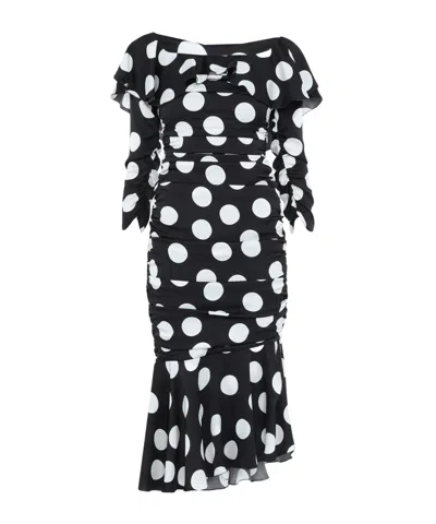 Dolce & Gabbana Polka Dot Satin Dress In Multi