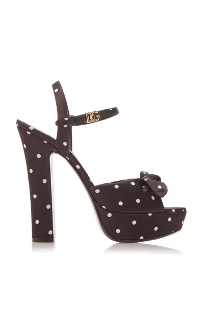 Dolce & Gabbana Formale Polka-dotted Platform Sandals In Black
