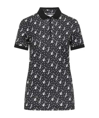 Dolce & Gabbana Polka Dot Short Sleeve T-shirt In Black