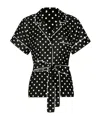 Dolce & Gabbana Short-sleeved Silk Pajama Shirt With Polka-dot Print In Black