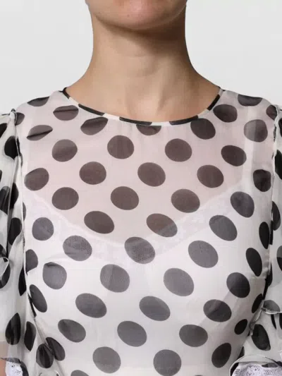 Dolce & Gabbana Polka Dot Silk Blend A Line Dress In Multi