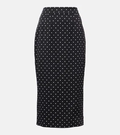 Dolce & Gabbana Polka-dot Silk-blend Charmeuse Pencil Skirt In Black