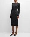 Dolce & Gabbana Charmeuse Calf-length Sheath Dress With Polka-dot Print In Black Prt