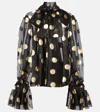 Dolce & Gabbana Silk Organza Lamé Polka Dot Blouse In Black