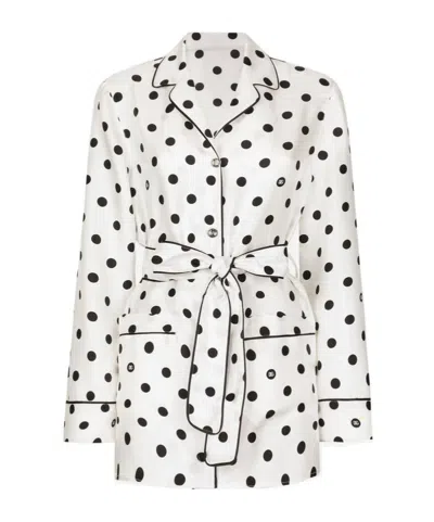 DOLCE & GABBANA DOLCE  GABBANA POLKA-DOT PRINTED PAJAMA SHIRT