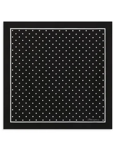Dolce & Gabbana Polka-dot Silk Scarf In Hn5gd Black Dot