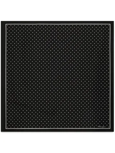 Dolce & Gabbana Polka-dot Silk Scarf In Black