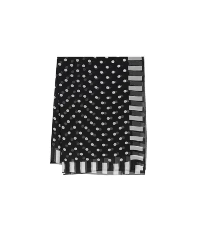 Dolce & Gabbana Polka-dot Silk Scarf In Black