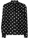 Dolce & Gabbana Polka Dot Pointed Collar Long Sleeve Shirt In Black