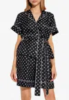 Dolce & Gabbana Short-sleeved Silk Pajama Shirt With Polka-dot Print In Black