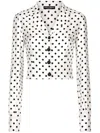 Dolce & Gabbana Dg Polka-dot Print Notch-collar Silk Twill Shirt In White