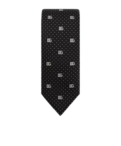 Dolce & Gabbana Polka-dot Silk Tie In Black