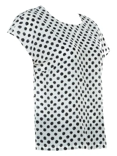 Pre-owned Dolce & Gabbana Polka-dot Silk Top In White