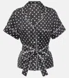 Dolce & Gabbana Short-sleeved Silk Pajama Shirt With Polka-dot Print In Black