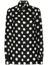 Dolce & Gabbana Polka Dot Pointed Collar Long Sleeve Shirt In Black