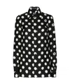 Dolce & Gabbana Polka Dot Pointed Collar Long Sleeve Shirt In Black