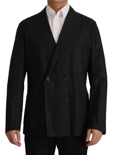 Dolce & Gabbana Mens Polka Dot Wool Blend Blazer In Black