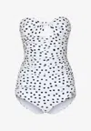 Dolce & Gabbana Polka-dot Strapless One-piece Swimsuit In White