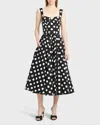 Dolce & Gabbana Pleated Polka-dot Cotton-poplin Midi Dress In Black Prt