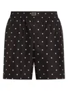 Dolce & Gabbana Mid-rise Swim Trunks With Polka-dot Print In Black